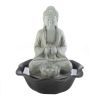 Stone-Look Buddha and Lotus Lighted Tabletop Water Fountain