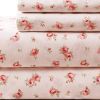 Melun 4 Piece Rose Pattern King Size Microfiber Sheet Set The Urban Port, Pink