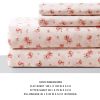 Melun 4 Piece Rose Pattern King Size Microfiber Sheet Set The Urban Port, Pink