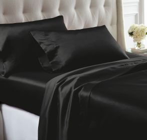 Nantes 4 Piece Wrinkle Resistant King Size Satin Sheet Set The Urban Port, Black