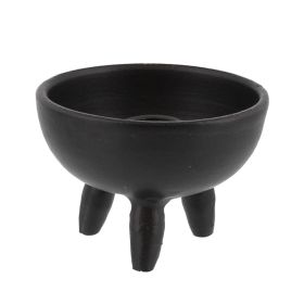 Round Metal Incense Holder with Angular Leg Support, Matte Black