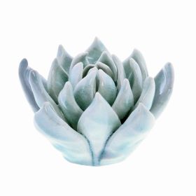 Contemporary Style Ceramic Frame Succulent Sculpture, Blue