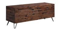 Wooden Lift Top Storage Bench with Metal Hairpin Legs, Brown and Black