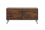 2 Doors Wooden Media Console with Hairpin Legs, Brown and Black