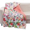 60 x 50 Inches Microfiber Quilted Throw with Floral Print, Multicolor