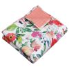 60 x 50 Inches Microfiber Quilted Throw with Floral Print, Multicolor