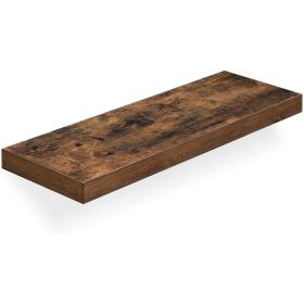 23.6 Inches Wooden Floating Shelf with Metal Bracket, Rustic Brown