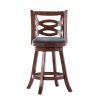 24 Inches Swivel Wooden Counter Stool with Geometric Back, Brown