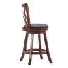 24 Inches Swivel Wooden Counter Stool with Geometric Back, Brown