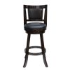 24 Inches Swivel Wooden Frame Counter Stool with Padded Back, Dark Brown