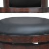 24 Inches Swivel Wooden Frame Counter Stool with Padded Back, Brown