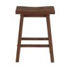 Saddle Design Wooden Counter Stool with Grain Details, Brown