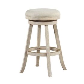 29 Inches Wooden Swivel Bar Stool with Round Fabric Seat, Gray