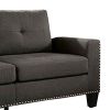 Fabric Upholstered Sofa with Track Arms and Nailhead Trim, Dark Gray