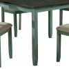 5 Piece Dining Table Set with Padded Seat and X Back, Green