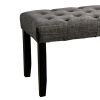 48 Inches Bench with Button Tufted Seat and Chamfered Legs, Gray