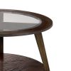 32 Inches Coffee Table with Round Glass Top and Angled Legs, Brown