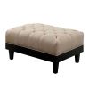 40 Inches Ottoman with Button Tufted Padded Seat, Beige and Black