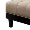 40 Inches Ottoman with Button Tufted Padded Seat, Beige and Black