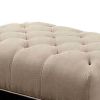 40 Inches Ottoman with Button Tufted Padded Seat, Beige and Black