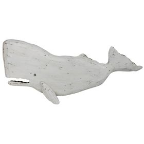 Sperm Whale Sculpture with Wooden Frame, White