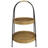 2 Tier Storage Stand with Interwoven Design, Brown