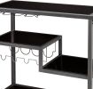 Contemporary Style Metal Bar Cart With Tempered Glass Shelves, Gunmetal Gray Black