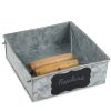 Galvanized Metal Napkin Holder with Wooden Handle, Gray