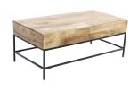 Mango Wood Coffee Table With 2 Drawers, Brown And Black