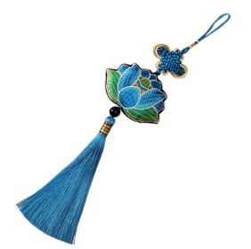 2 Pack Blue Lotus Sachet With Chinese Knot for Car Home Office Pendant Accessories