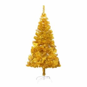 Artificial Christmas Tree with Stand Gold 5 ft PET