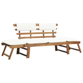 Patio Bench with Cushions 2-in-1 74.8" Solid Acacia Wood