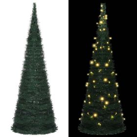 Pop-up String Artificial Christmas Tree with LED Green 6 ft