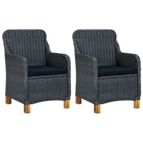 Patio Chairs with Cushions 2 pcs Poly Rattan Dark Gray