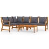 5 Piece Patio Lounge Set with Cushion Solid Acacia Wood