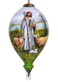 The Lord is My Shepherd Hand Painted Glass Hanging Ornament