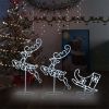 Acrylic Christmas Flying Reindeer&Sleigh 102.4"x8.3"x34.3" Cold White