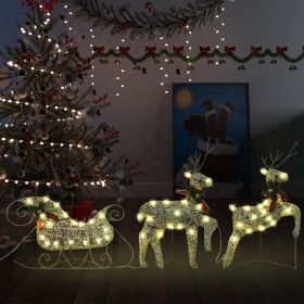 Reindeer & Sleigh Christmas Decoration 60 LEDs Outdoor Gold