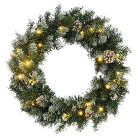 Christmas Wreath with LED Lights Green 23.6" PVC