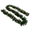 Christmas Garland Decorated with Baubles and LED Lights 16 ft