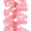 Christmas Garland with LED Lights 66 ft Pink