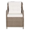 Patio Chairs with Cushions 2 pcs Poly Rattan Brown