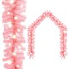 Christmas Garland with LED Lights 66 ft Pink