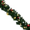 Christmas Garland Decorated with Baubles and LED Lights 16 ft