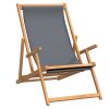 Folding Beach Chair Solid Wood Teak Gray