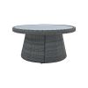 10-Piece Outdoor Sectional Half Round Patio Rattan Sofa Set; PE Wicker Conversation Furniture Set for Free Combination; Light Gray