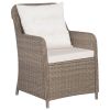 Patio Chairs with Cushions 2 pcs Poly Rattan Brown