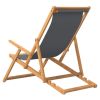 Folding Beach Chair Solid Wood Teak Gray