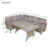 Patio Outdoor Furniture PE Rattan Wicker Conversation Set All-Weather Sectional Sofa Set with Table & Soft Cushions (Brown)