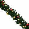 Christmas Garland Decorated with Baubles and LED Lights 787.4"